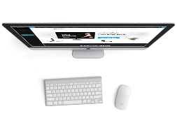Ukázka webové šablony MioWeb pro Wordpress na monitoru počítače